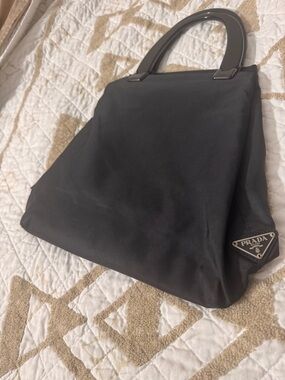 Prada Black Nylon Tote with Structured Handles